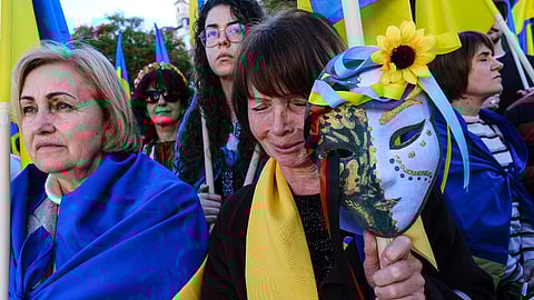 Centenas de ucranianos lembraram em Lisboa que a guerra continua