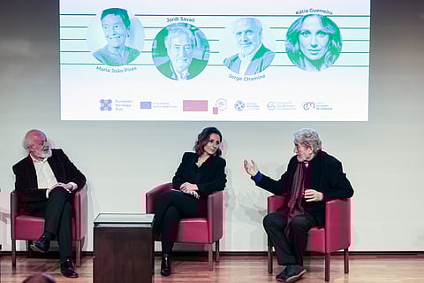 Jorge Chaminé, Katia Guerreiro e Jordi Savall na conferência 'In Varietate Concordia'.