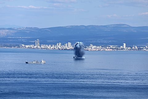 Míssil iraniano que atingiu o mar junto da cidade israelita de Haifa, em Israel. 
