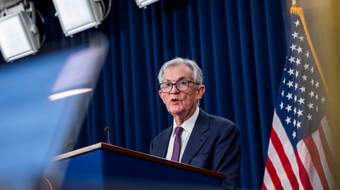 Jerome Powell, presidente da FED, em conferência de imprensa.