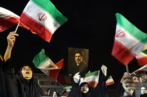 Uma manifestação a favor do regime em Teerão.