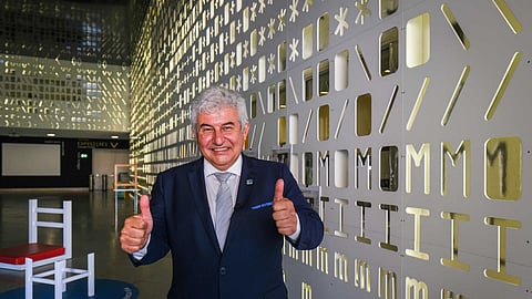 Marcos Pontes fotografado durante uma passagem por Portugal.