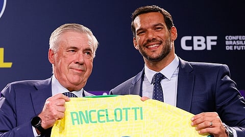 Carlo Ancelotti e Samir Xaud,  Presidente da Confederação Brasileira de Futebol