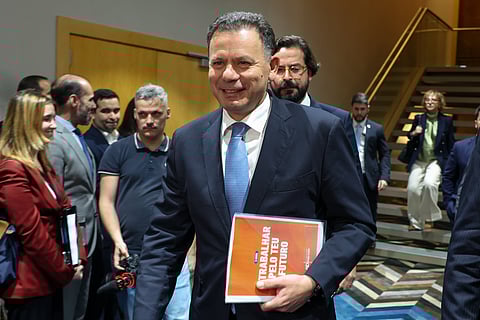 O presidente do Partido Social Democrata, Luis Montenegro, durante a Reunião do Conselho Nacional, em Lisboa.