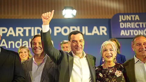 Juanma Moreno num evento do PP.