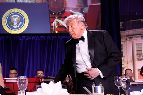 Donald Trump durante o jantar com os correspondentes da Casa Branca, antes do tiroteio.