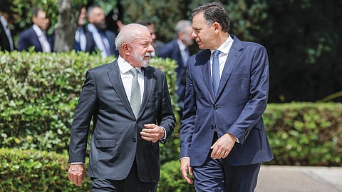 Encontro dos chefes dos Executivos brasileiro e português, o presidente  Lula da Silva e o primeiro-ministro Luís Montenegro.