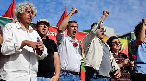 Tiago Oliveira, ao centro, apelou a adesão à greve de 4 de junho. 