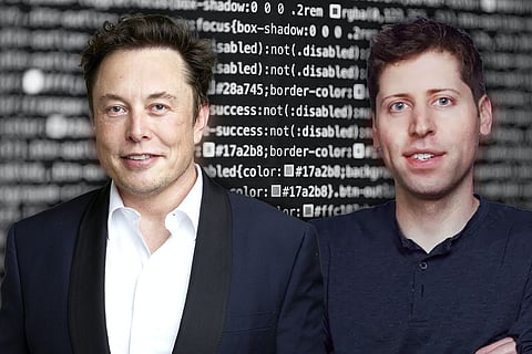 Elon Musk e Sam Altman (dta.), em representação da OpenAI, estão frente a frente em tribunal.