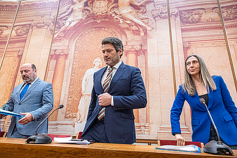 Pedro Pinto, André Ventura e Cristina Rodrigues, na apresentação da proposta de revisão constitucional do Chega.