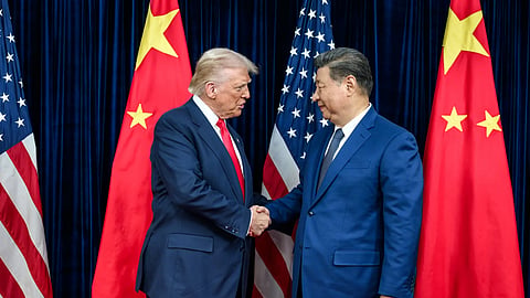 Trump e Xi durante a sua última reunião, em outubro de 2025, na Coreia do Sul.