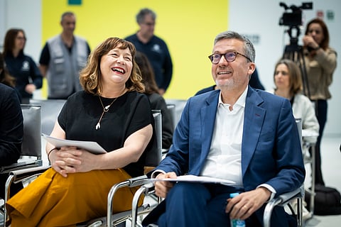 A diretora da ARCO, Maribel López, acompanhada pelo presidente da Câmara Municipal de Lisboa, Carlos Moedas.