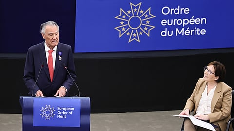 Cavaco Silva no discurso de aceitação da Ordem Europeia do Mérito, no Parlamento Europeu