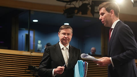 Valdis Dombrovskis, comissário europeu da Economia. Bruxelas, 21 de maio de 2026.