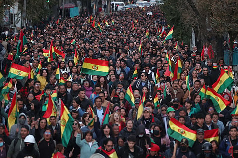 Manifestação de protesto em La Paz.
