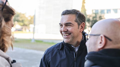 Alexis Tsipras em Salónica, em janeiro, para a apresentação do seu livro de memórias.