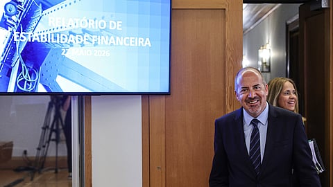 Álvaro Santos Pereira, governador do Banco de Portugal, e Clara Raposo, vice-governadora. Lisboa, 27 de maio de 2026.