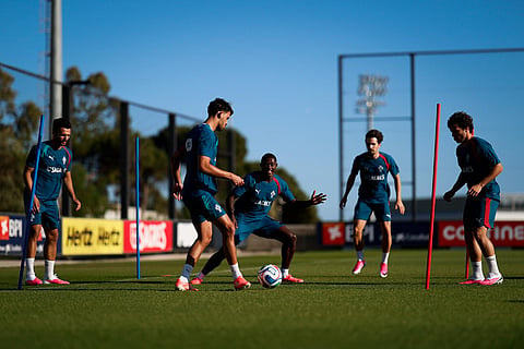 A seleção em estágio.