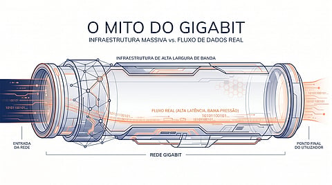 Ivo Ivanov utiliza a metáfora do cano de água para falar do "mito do gigabit": não é por haver um cano muito largo que se resolve todos os problemas, se não houver suficiente "pressão" nos dados -- ou seja, se a ligação não for suficientemente direta para que o fluxo não se "perca" ou se "atrase" antes de chegar ao utilizador.