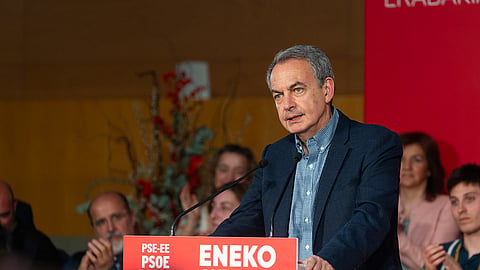 Zapatero num evento dos socialistas bascos, em 2024.