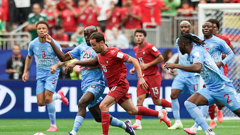 Bernardo Silva em ação frente ao Congo, na estreia de Portugal no Mundial. Na próxima época o médio vai trabalhar sob o comando técnico de José Mourinho no Real Madrid.