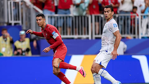 O remate colocado de Cristiano Ronaldo para o 3-0.