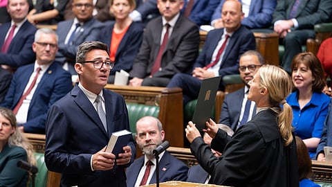 Andy Burnham na tomada de posse como deputado, na segunda-feira (22 de junho). 