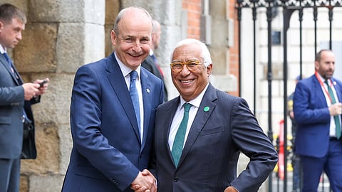 O primeiro-ministro irlandês, Micheál Martin, recebeu António Costa em Dublin. 