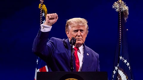 Trump durante o seu discurso.