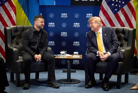 Volodymyr Zelensky e Donald Trump encontraram-se à margem da cimeira da NATO em Ancara. 