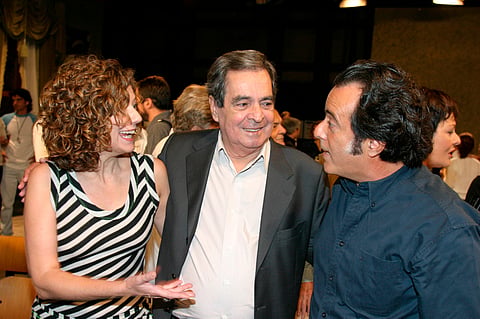 Benedito Ruy Barbosa (ao centro) com os atores Patrícia Pillar e Tony Ramos