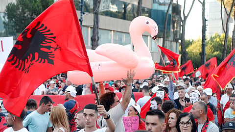 Manifestação em Tirana, no sábado passado.
