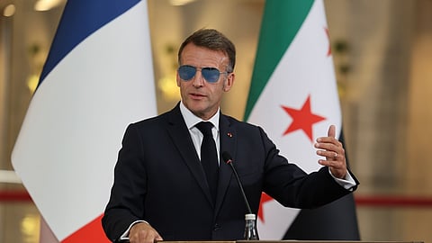 Macron durante a visita à Síria.
