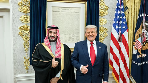Mohammed bin Salman e Donald Trump. O príncipe saudita disse em 2018 que, caso o Irão desenvolvesse uma bomba nuclear, a Arábia faria o mesmo.