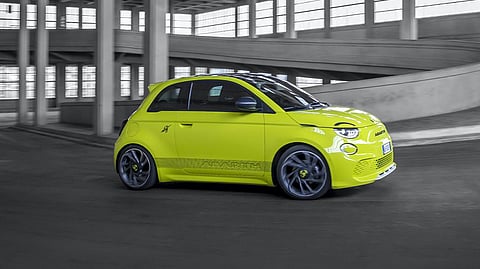 O 500e Abarth, a opção totalmente elétrica do pequeno desportivo.