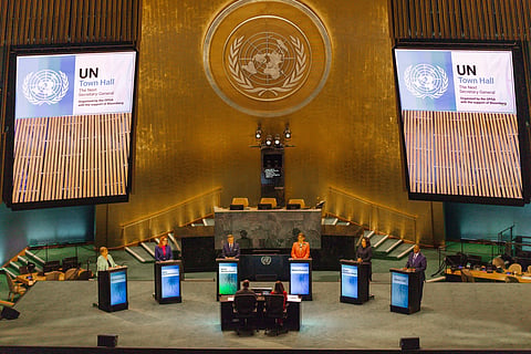 O debate a seis na Assembleia Geral da ONU, na semana passada. O sétimo candidato é de última hora.