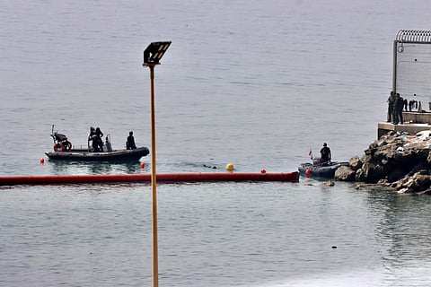 Espanha instalou nova barreira para dificultar entradas por mar em Ceuta.