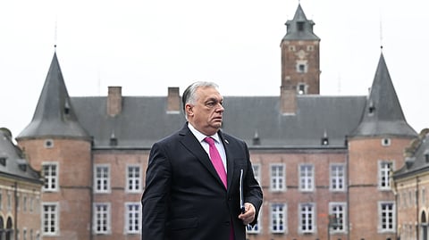 Viktor Orbán num dos seus últimos Conselhos Europeus, em fevereiro.