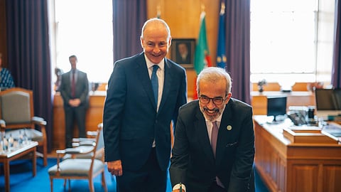O ministro Paulo Rangel foi recebido em Dublin pelo primeiro-ministro irlandês Micheál Martin.