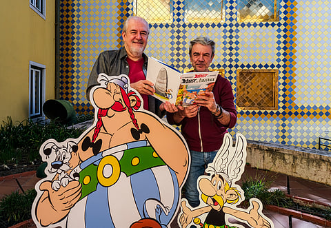 Didier Conrad 
e Fabcaro vieram a Lisboa para 
o lançamento do álbum dedicado a Portugal em outubro de 2025.