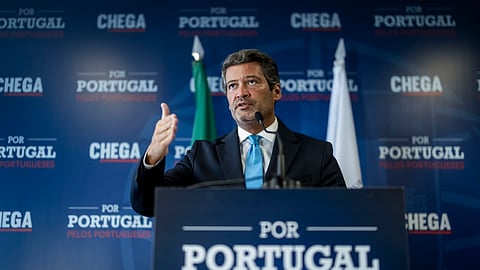 André Ventura na conferência de imprensa em que anuncia a moção de censura ao Governo.