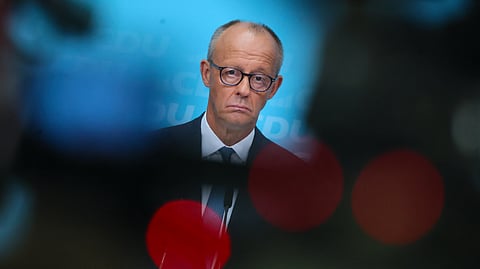 O chanceler alemão, Friedrich Merz, na reação às eleições na Saxónia-Anhalt.