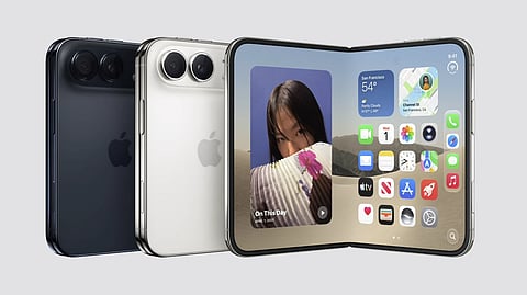 O iPhone Duo fechado e aberto.