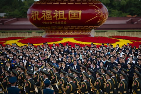 Cerimónia do Dia dos Mártires na Praça Tiananmen, em Pequim. 