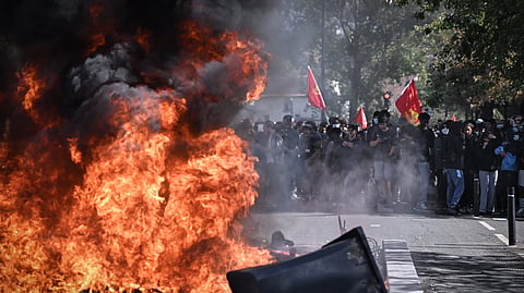 Protestos dos alunos do secundário em Saint-Denis, a norte de Paris.