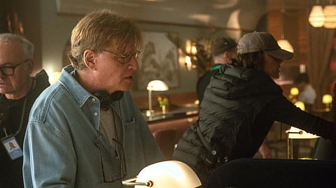 Aaron Sorkin no set de O Veredito Social.
