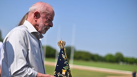 Presidente Lula durante a Missa no Palácio da Alvorada, em Brasília. 