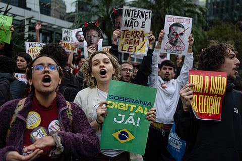 Manifestação contra a Meta organizada por apoiantes de Lula em São Paulo na tarde da última segunda-feira, 19 de outubro.