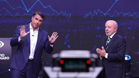 Flávio e Lula no debate da Rede Bandeirantes.