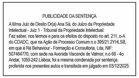 Publicidade Sentença